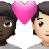 🧑🏿‍❤️‍🧑🏻 couple with heart: person, person, dark skin tone, light skin tone display on Apple